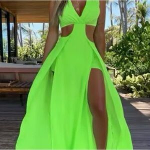 Vibrant Green Cutout Maxi Dress
